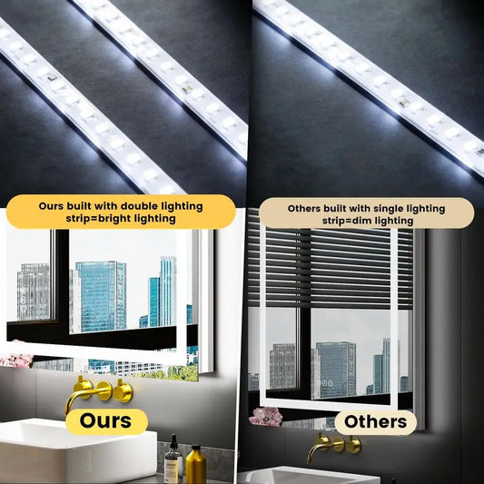 24X32 LED Bathroom Mirror with Lights, AntiFog, Dimmable, Backlit Front Lit, Lighted Bathroom Vanity Mirror for Wall, Memory Fun