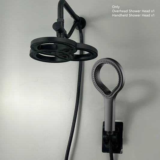 Black Overhead Shower Head Rainfall High Pressure Shower Head Set Water Saving Handheld Spray for Hotel Bathroom Accessories